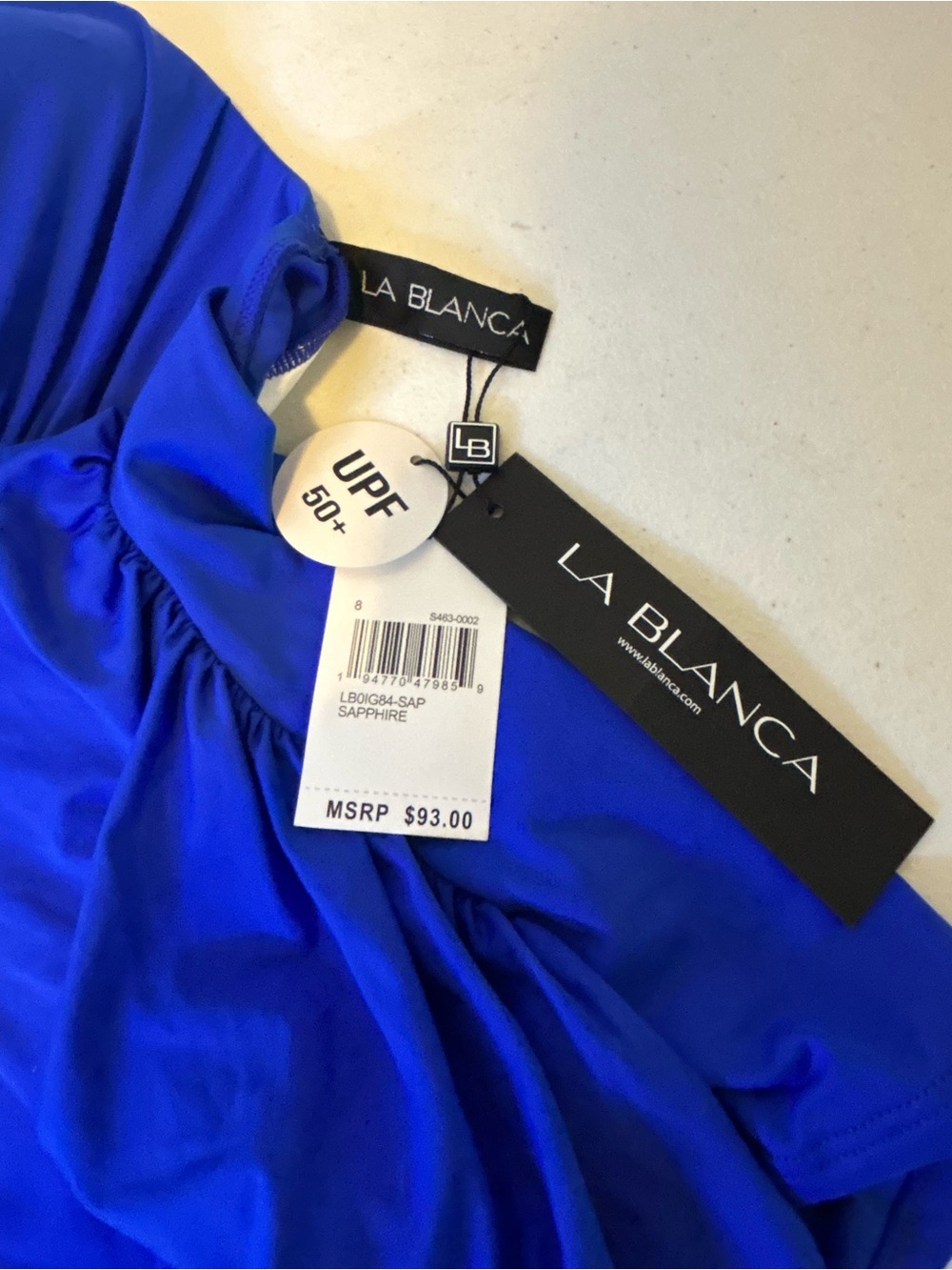 La Blanca Royal Blue Halter Tankini Top Swimsuit SPF 50 - Picture 3 of 6